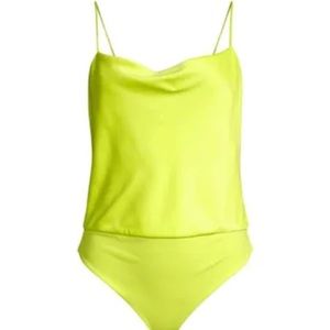 Alice + Olivia Harmon bodysuit in neon yellow